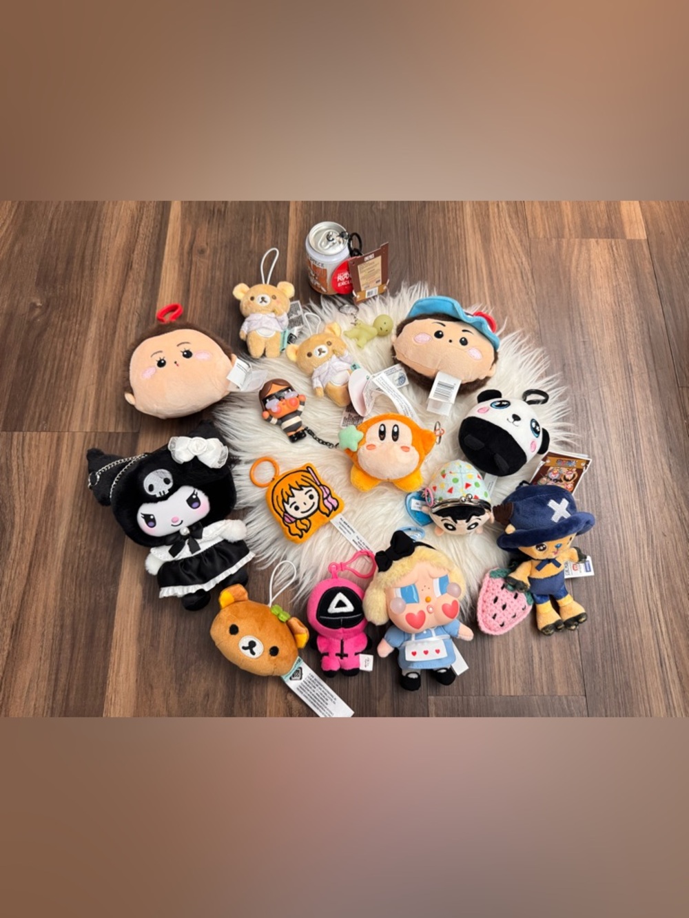 Plush Character Keychain Collection - Orange, Pink, Black, White